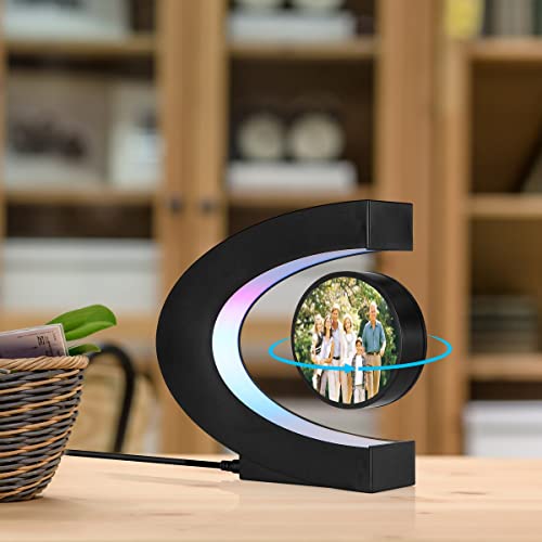 Levitating Floating Photo Frame with LED Light Rotation, Creative