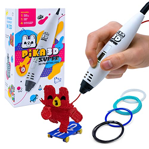 PIKA3D Super 3D Printing Pen Kit - Includes Filament, Stencil Guide