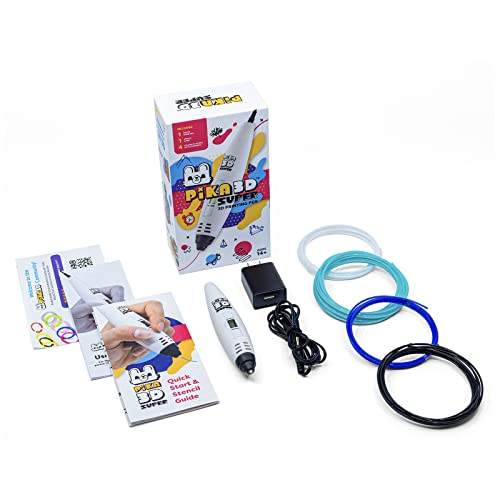 PIKA3D Super 3D Printing Pen Kit - Includes Filament, Stencil Guide