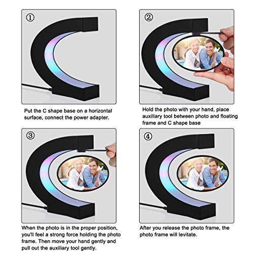 Levitating Floating Photo Frame with LED Light Rotation, Creative