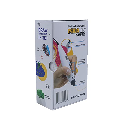 PIKA3D Super 3D Printing Pen Kit - Includes Filament, Stencil Guide