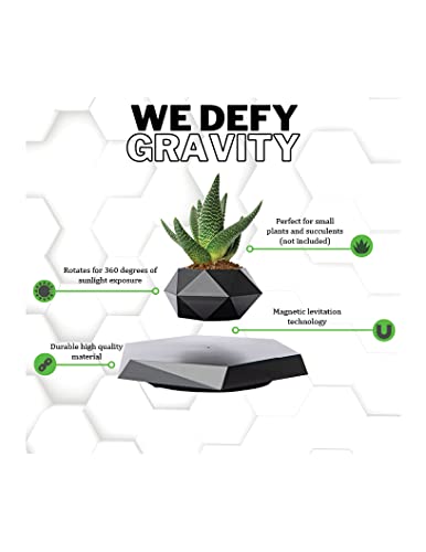 BandD Levitating Plant Pot - Magnetic Floating Display (Black)