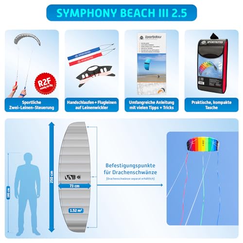 Rainbow Dual Line Foil Stunt Kite HQ Symphony
