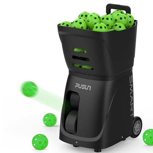 PPsmart App-Controlled Pickleball Launcher with Battery Power (Black)