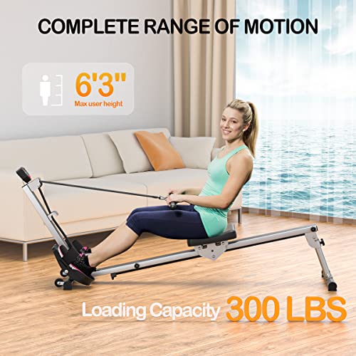 Foldable Rowing Machine with LCD Monitor, Comfortable Cushion