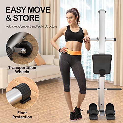 Foldable Rowing Machine with LCD Monitor, Comfortable Cushion
