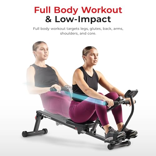 SunnyFit Connected Rowing Machine, 12 Resistance Levels, Full Body Workout