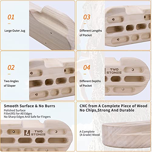 TWO STONES Climbing Hangboard with Variety of Holds