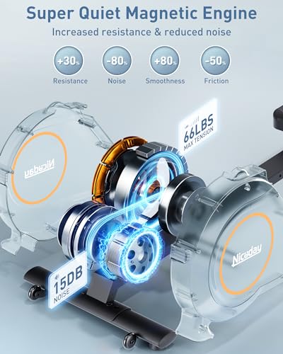 VIP Smart Shopper: Niceday Magnetic Rowing Machine, Bluetooth, 16 Levels