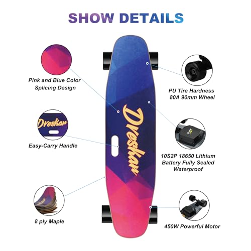 Upgraded Electric Skateboard with Remote Control, 22MPH Speed