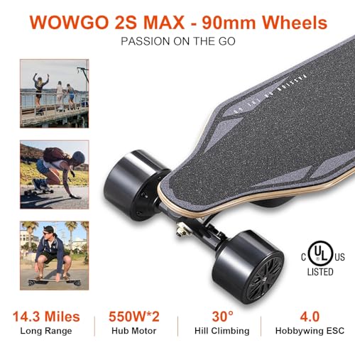 WOWGO Electric Skateboard with Dual 550W Motors
