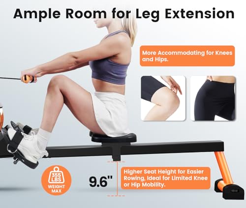 pooboo 350 LBS Magnetic Rower with LCD Monitor