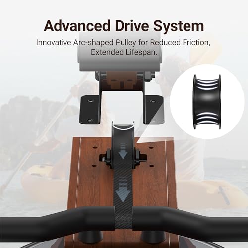 MERACH Water Rowing Machine - Solid Wood, Bluetooth Monitor