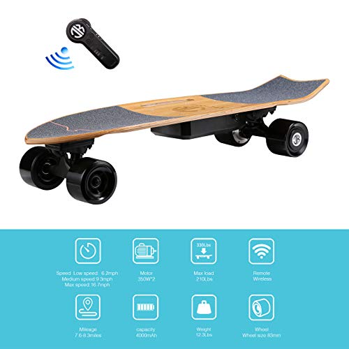 Jking Electric Longboard with Remote Control, 700W Hub-Motor
