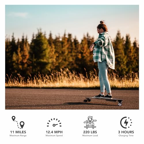 Caroma Electric Skateboard with Remote: Top Speed 12.4MPH