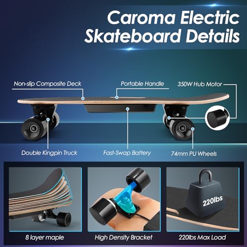 CAROMA 350W Electric Skateboard Adults Teens 27.5" VIP