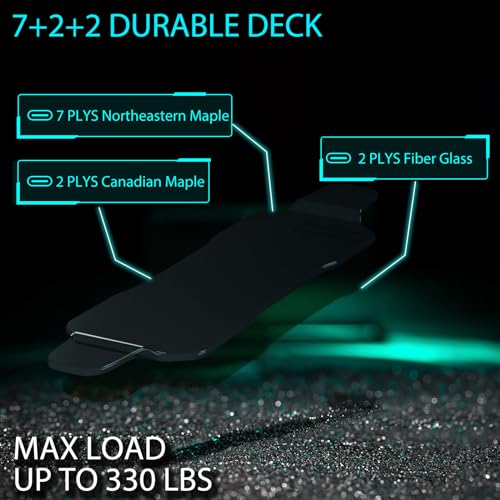 LCD Remote Electric Skateboard with Lights, 27 MPH