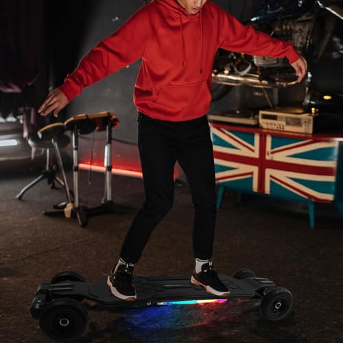 LCD Remote Electric Skateboard with Lights, 27 MPH
