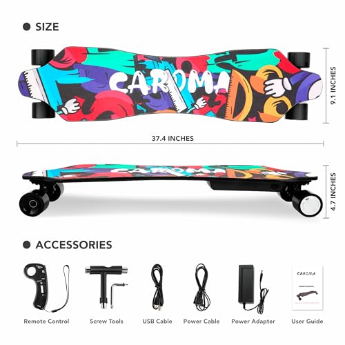 Caroma Electric Skateboard with Remote: Top Speed 12.4MPH