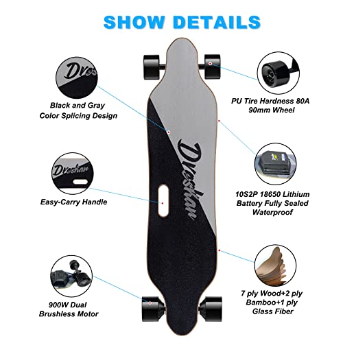 DresKar Electric Skateboard: 900W Dual Motor, 25MPH