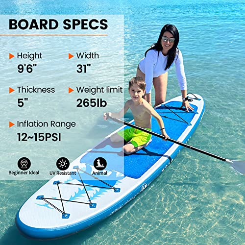 Premium Inflatable SUP Board with Accessory Bundle, 9'6