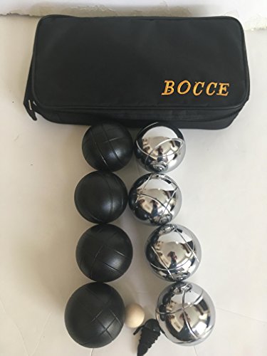 Metal Bocce/Petanque Set with 8 Black/Silver Balls