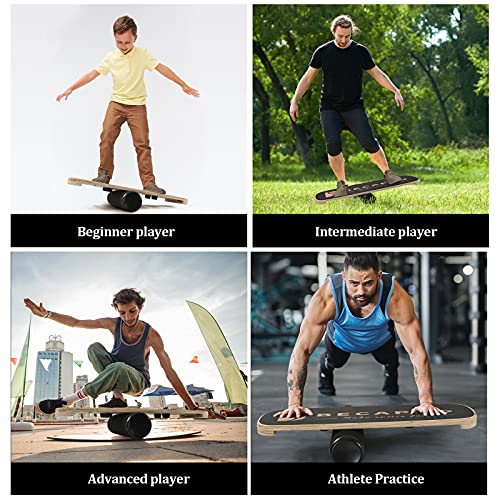 Wooden Balance Board Trainer with Adjustable Stoppers