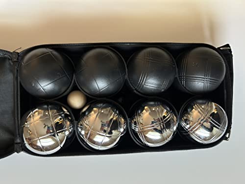 Metal Bocce/Petanque Set with 8 Black/Silver Balls