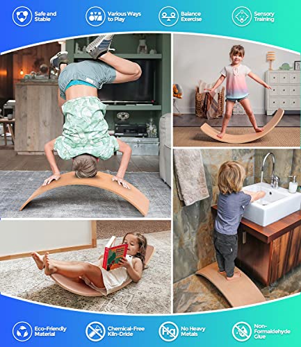 Wooden Balance Board for Kids, Natural Wobble Toy