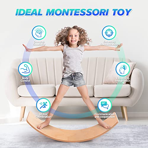 Wooden Balance Board for Kids, Natural Wobble Toy