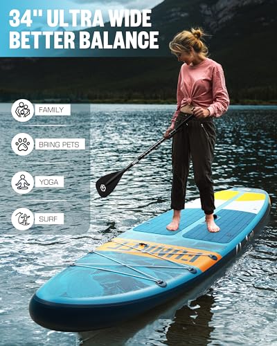 FUNKEE 11’×34"×6" Wide Inflatable Stand Up Paddle Board