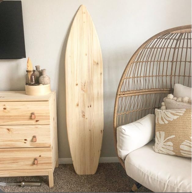 6ft Unfinished Wood Surfboard Wall Art - Unique Gift