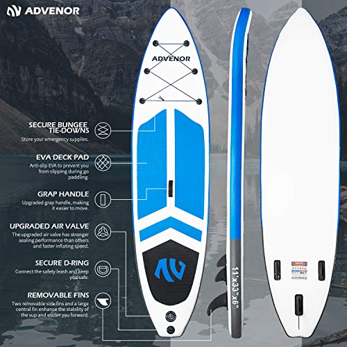 ADVENOR 11'x33x6 Extra Wide Inflatable Paddle Board Kit