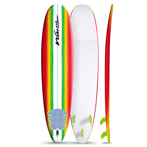 Wavestorm 8ft Foam Wax Free Surfboard, Multicolor