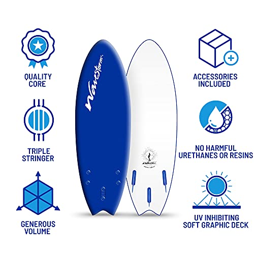 5'6" Soft Top Foam Surfboard Complete Set, Blue