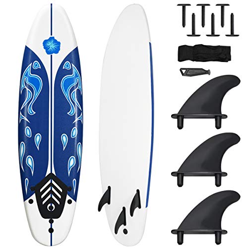Giantex 6 Ft Surfboard with Safety Leash & Fins