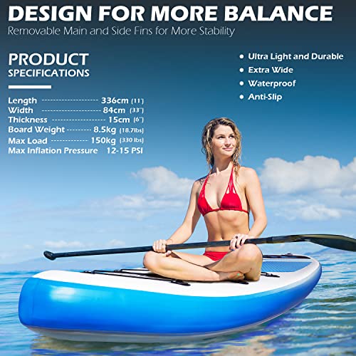 ADVENOR 11'x33x6 Extra Wide Inflatable Paddle Board Kit