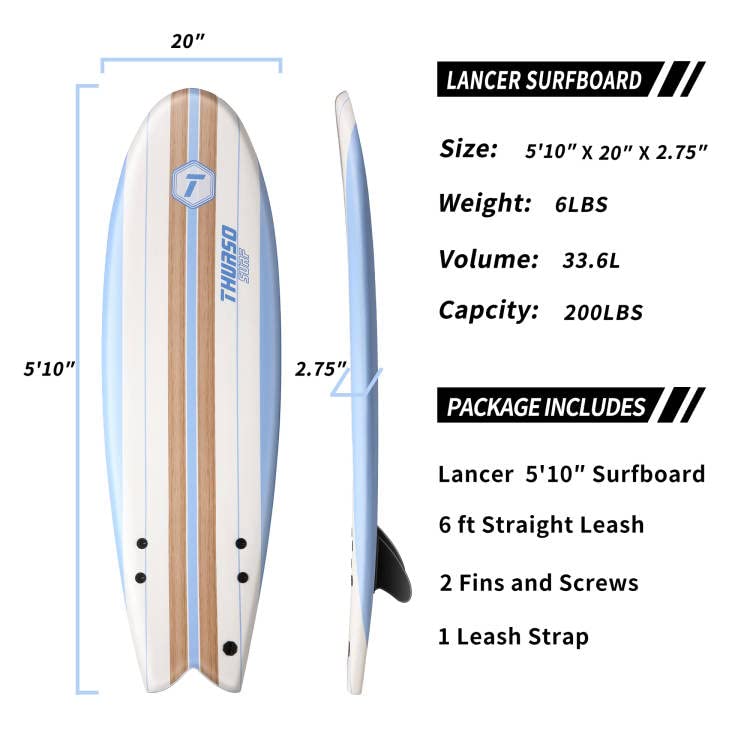 THURSO SURF Lancer Soft Top Foam Surfboard