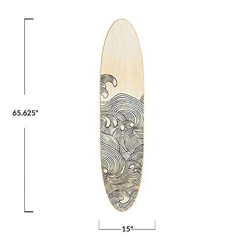 Coastal Surfboard Wall Decor with Contemporary Wave Design