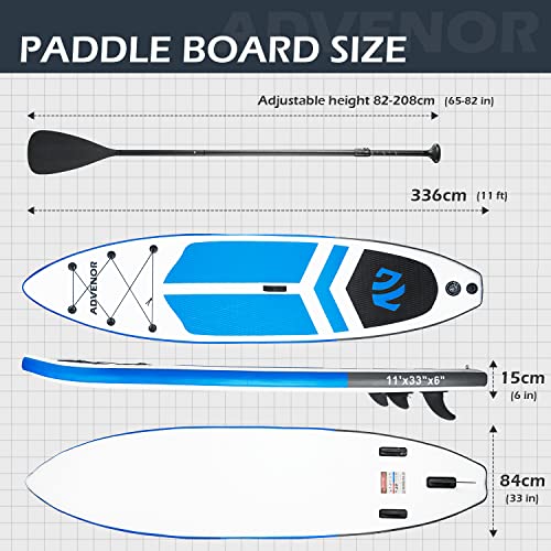 ADVENOR 11'x33x6 Extra Wide Inflatable Paddle Board Kit