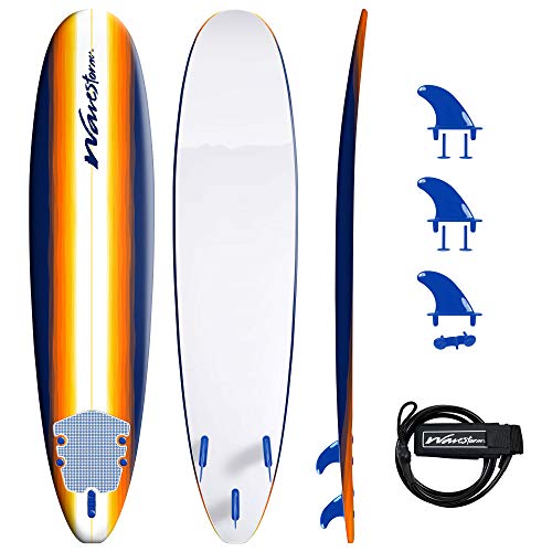 Wavestorm 8ft Classic Longboard Surfboard - Org Burst