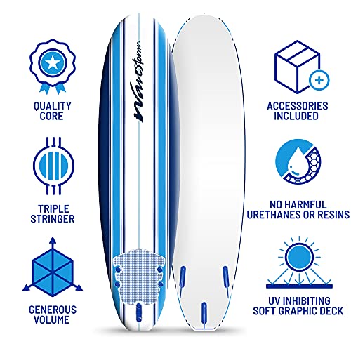 Soft Top 7ft Surfboard Complete Set for Beginners