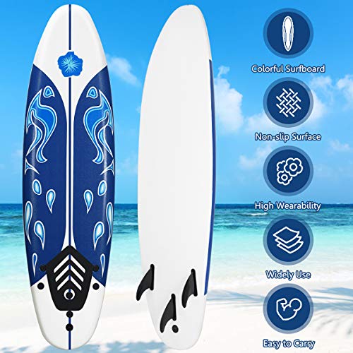 Giantex 6 Ft Surfboard with Safety Leash & Fins