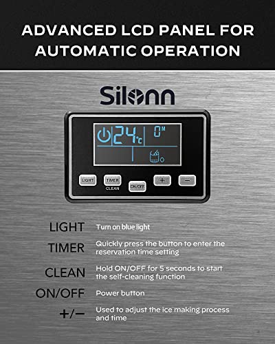 Silonn Commercial Ice Maker - 200lbs/24H, 48lbs Capacity