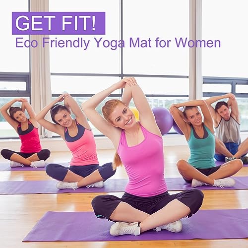 Bulk 24 Pcs Non-Slip Yoga Mats, Purple Color