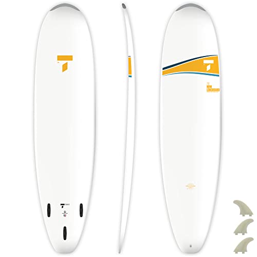TAHE 7'6 Mini Longboard Surfboard, Yellow