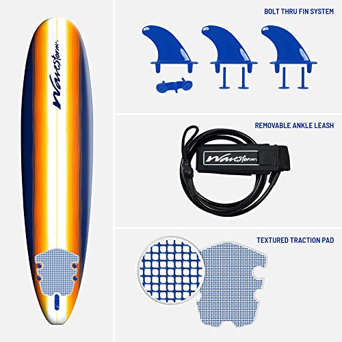 Wavestorm 8ft Classic Longboard Surfboard - Org Burst