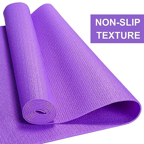 Bulk 24 Pcs Non-Slip Yoga Mats, Purple Color