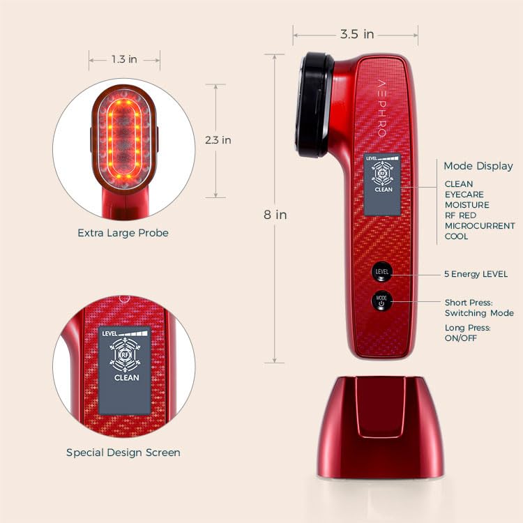 Aephro 6-in-1 Facial Device: RF Skin Tightening & Red Light Therapy