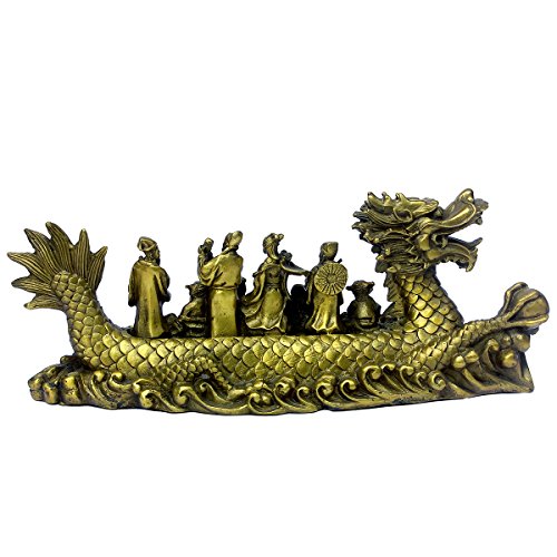 Handmade Brass Chinese Figurines - Dragon Boat Immortals